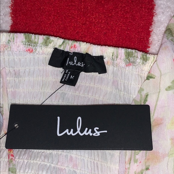 Lulus Sandi Ivory Multi Floral Tie-Front Midi Dress New with tags size Medium - Picture 10 of 11